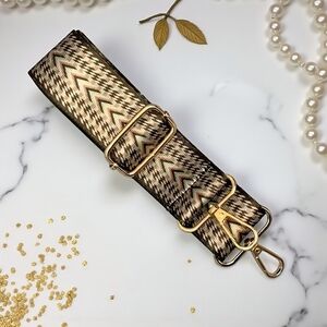 Boho Chevron Adjustable Bag Purse Camera Guitar Strap Golden Tone Hardware